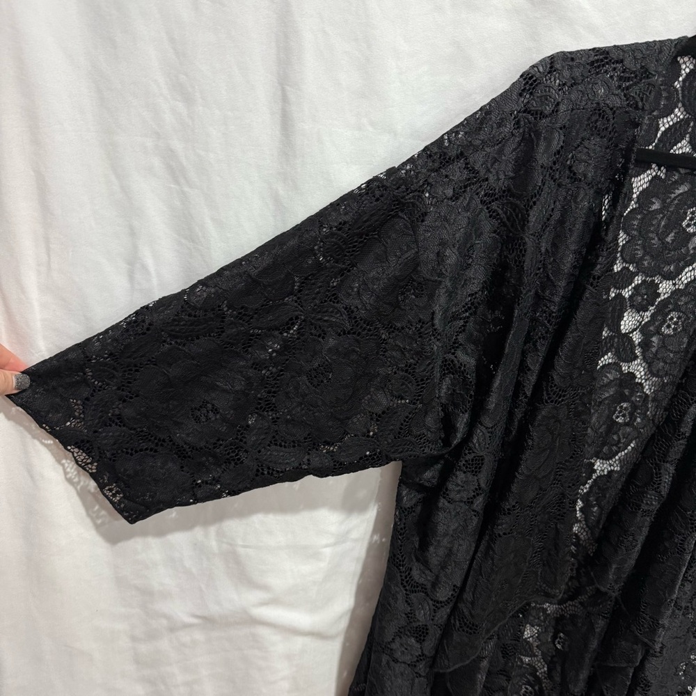 LuLaRoe Black‎ Lace Kimono Duster Cardigan Large Festival Whimsigoth Lingerie - Picture 7 of 14